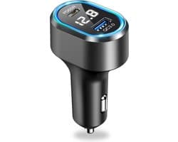Caliber Autolader - Snellader - Autolader USB C - 12v USB Autolader - USB QC3.0 18W & USB C 65W - Ook geschikt voor laptops en tablets - 83 Watt - 12/24Volt - LED met spanningsmeter (PS26)