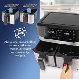 Hete Lucht Friteuse 9 Liter met Dubbele Kamer - XXL Frituurpan met Touchscreen en 9 Programma's — thumbnail 3