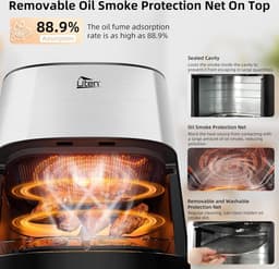 Uten Airfryer XXL 200E - Dual Blaze Technologie - Hetelucht friteuse - 5.5 liter - 14 programma's - 40ºC tot 200ºC - PFAS vrij - 2000W - Zilver — thumbnail 6