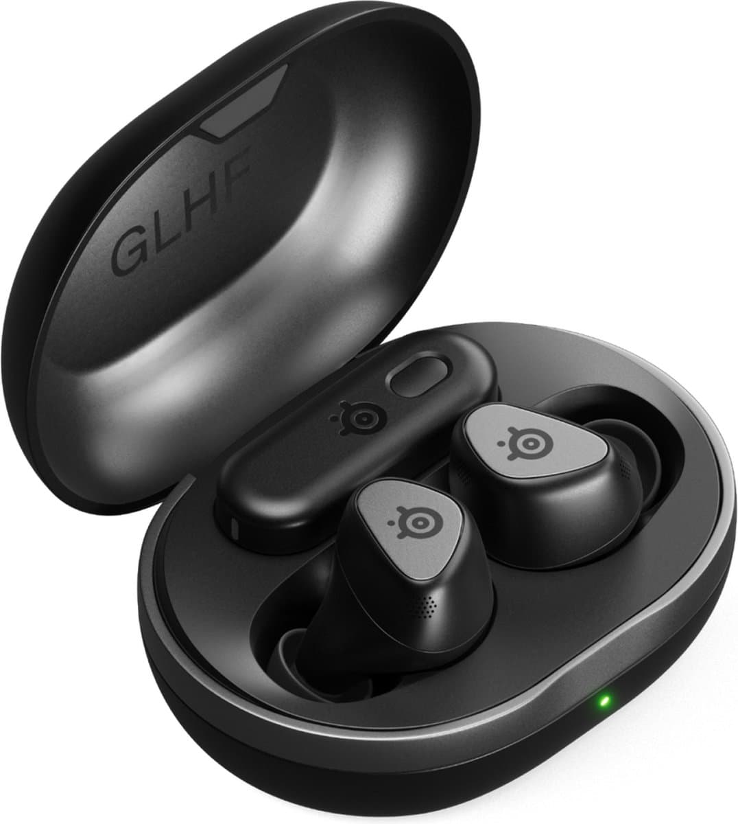 Arctis GameBuds — Zwart — Quick-Switch 2.4-GHz + Bluetooth 5.3 — Actieve Noisecancellation — Mobiele app met audiopresets — Waterbestendig IP55 — 40 uur accuduur met Qi-oplaadcase — PC, PS4 & PS5 — afbeelding 1