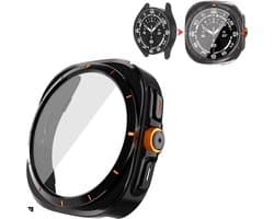 Stravo Ultra-look horlogekast voor Galaxy Watch 6 Screenprotector 44mm - Zwart, lijkt op ULTRA-kast Gehard glazen gezichtsbescherming voor Samsung Watch 6 Case 44mm