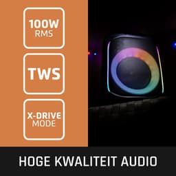 Lenco Bluetooth Speaker - Draadloze Party Speaker met Verlichting en Microfoon - PA-101BK - Zwart — thumbnail 2