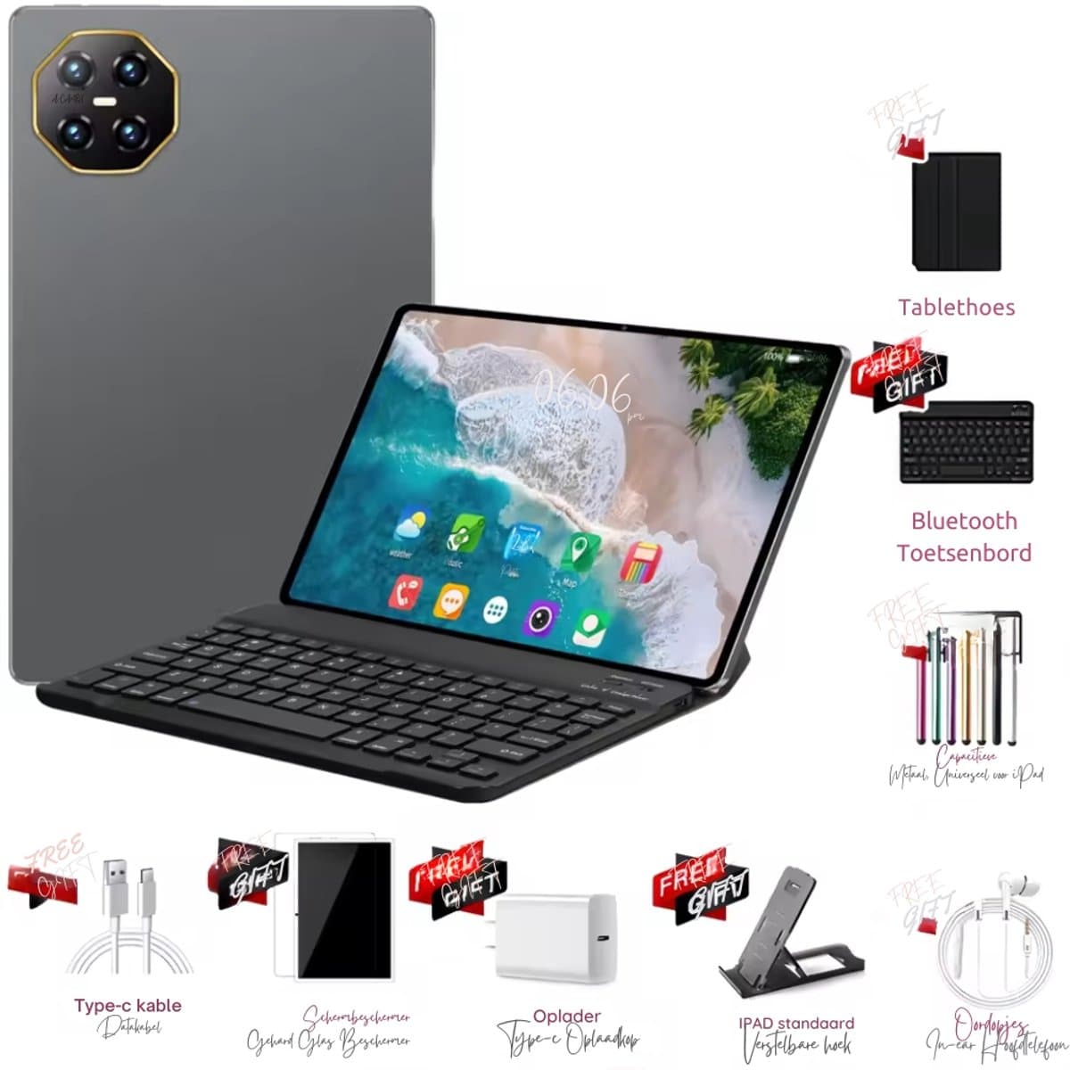 Pad 8 Pro Snapdragon 8gen2 Android Tablet 11Inch Hd 16GB 1TB 12000 Mah 5G Dual Sim Wifi Tafel Pc - Grey — afbeelding 1