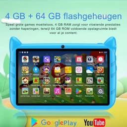 BDF Kindertablet 7 Inch , Dubbele Camera, Android en 64GB Opslag voor Kinderen Oranje kleur — thumbnail 2