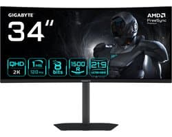 GIGABYTE GS34WQCA EK computer monitor 86,4 cm (34") 3440 x 1440 Pixels Wide Quad HD LCD Zwart