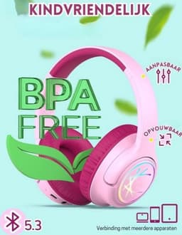 StayPowered Koptelefoon voor Kinderen - de Ultieme Kinderhoofdtelefoon met 43 Uur Speeltijd en Veilige Volumebegrenzing - Ingebouwde Verlichting - Opvouwbaar Ontwerp - USB C - Bedraad/Bluetooth - Roze - Levering Sneller dan Aangegeven! — thumbnail 4