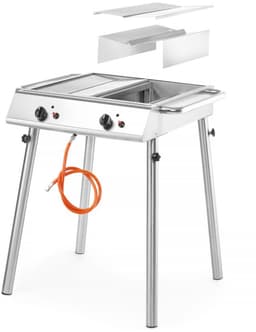 HENDI Krachtige gasgrill – 9,5kW – Compact en draagbaar – 2 onafhankelijke branders – Roestvast staal – 770x710x870 mm — thumbnail 5