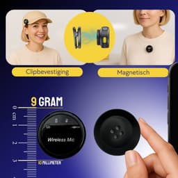 INSTART® - Draadloze microfoon - 2 stuks - lavalier - dasspeld - oplaadcase - windshields - telefoon microfoon — thumbnail 3