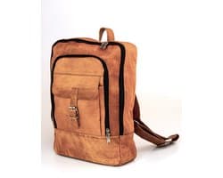 Rugtas “Urban Vintage” Echt Leer – Ruwe Leder Rugzak - Cognac Bruin - 34 x 38 x 10 cm – A4 documenten / Laptop 15 inch – Lota Model 074