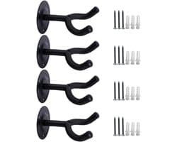 Gitaar Muurbeugel - Gitaarhaak - Geschikt voor wandmontage - Geschikt voor meerdere instrumenten - Perfect voor weergave in muziekwinkels - Slaapkamer - Bar (4 stuks - Zwart)