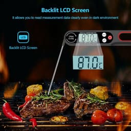 Nevolis digitale Vleesthermometer met Opvouwbare Sonde – Directe Temperatuurmeting voor BBQ, Oven, Airfryer, Vlees, Melk, Water, Suiker & Snoep – LCD Display & Automatische Uitschakeling — thumbnail 2
