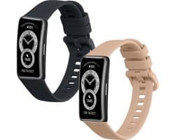 kwmobile 2x horlogebandjes geschikt voor Huawei Band 10 / 9 / 8 bandje - Smartwatch bandjes van TPU - Activity tracker horloge band in donkerblauw / oudroze