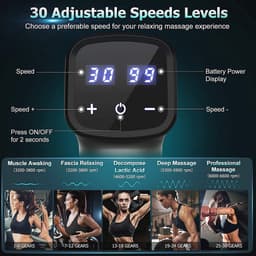 Massagepistool voor spierontspanning - 30 snelheden, LED-display en 6 massagekoppen — thumbnail 2