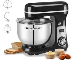 Keukenmixer - Keukenmachine - Foodprocessor - Keukenrobot - LED Display - 6 Snelheden - 1200W - Stil DC-Motor - Elektrische Foodmixer - Zwart
