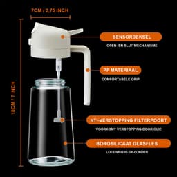 SEVENMOON® 2-in-1 Olijfolie Sprayer – 470 ml – Giet- en Sprayfunctie – Navulbare Glazen Oliefles – Ideaal voor BBQ, Airfryer en Gezond Koken" — thumbnail 6