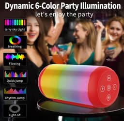 Bluetooth speaker rood-draadloze luidspreker dubbele luidsprekers-Supersubwoofer-AUX-TF en USB-18 uur muziek-RGB-licht-Bluetooth-5.3-rood — thumbnail 2