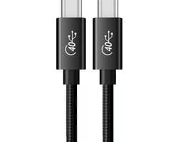 USB-C naar USB-C Thunderbolt 4 kabel - 100W 5A 8K - USB 4 - 1 Meter - 40Gbps - oplader en data kabel - geschikt voor o.a. Telefoon en Laptop - zwart