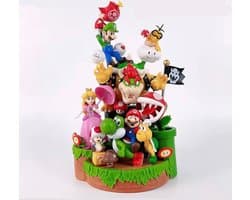 28Cm Model Met Super Mario Thema - Actie Figuur - Speelgoed Figuren - Bowser, Yoshi, Luigi, Mario, Peach, Toad, Lakitu, Koopa Troopa, Piranha Plant & Goomba - Beeldje - Model - Collectie - Verzameling - Cadeau - Speelgoed