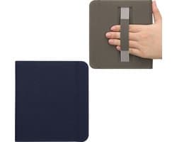 kwmobile e-reader hoesje geschikt voor Kobo Libra Colour hoes - Canvas eReader flip case - E reader cover met handband - In donkerblauw