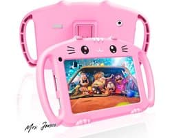 Mrs. Jones Kids Tablet 7 In Android Tablet for Kids with WiFi Quad Core Childrens Tablet 2G+32G Dual Camera Parental Control Kid Friendly Cover-Pink .