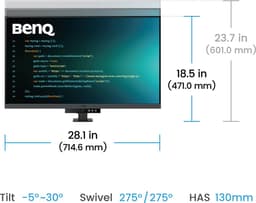 BenQ RD320UA 32” 4K Eye-Care Programmeermonitor met 2000:1 contrastratio - Nano Matte Panel - MoonHalo - 90W USB-C - Codeermodi - Night Hours Protection - Ergonomische standaard - Eye Care-technologie — thumbnail 16