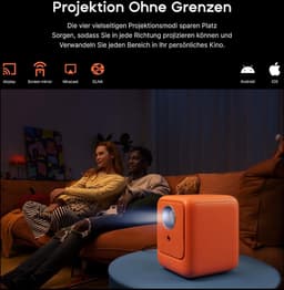 Mrs. Jones Mini Heyup Boxe Lite beamer 1080p/10000L beamer BT5.0 met Android OS 120 inch scherm compatibel met iOS projector voor smartphone/laptop/tv-stick oranje - Auto Focus - Keystone . — thumbnail 4
