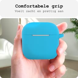 Case - Geschikt voor Apple AirPods 4 - Siliconen Hoes met Clip - Silicone Hoesje Cover - Lichtblauw — thumbnail 4