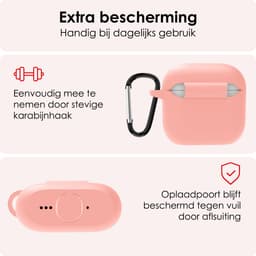 Hoes - Geschikt voor Apple AirPods 4 - Siliconen Hoesje met Clip - Silicone Case Cover - Lichtroze — thumbnail 5