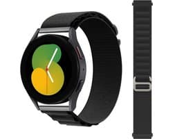 Stravo Smartwatch Alpine Loop Nylon Sport bandje 20mm - Zwart - Luxe Milanese Horlogebandje geschikt voor Samsung Galaxy Watch 7 / 6 / 5 / Pro / 4 / 3 / Active 2 - Polar Ignite / Unite – Huawei