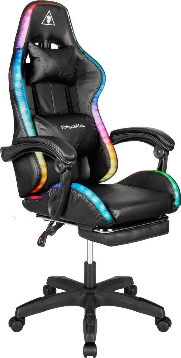 Krüger&Matz KM0790BLED - GX-150 game stoel met LED verlichting - gaming chair - gamingstoel - RGB - zwart — afbeelding 1