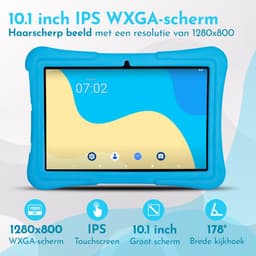Bon Bon Electronics® 10.1 Inch Kindertablet Pro - Vanaf 3 Jaar – Tablet – Android 13 – 8-Core Processor – 128GB – 4GB RAM - 5000 mAh – Ouderlijk Toezicht – Compleet Pakket – Blauw — thumbnail 4