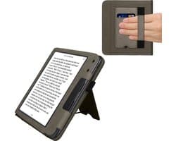 kwmobile e-reader hoesje geschikt voor Kobo Libra Colour hoes - E reader flip case van kunstleer - Ereader cover met stand - Paardenbloemen Liefde design in grijs
