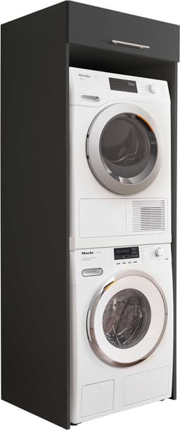 Wasmachinekast Laundreezy | 68 x 68 x 200 cm | Antraciet - Emob - wasmachinekast_dubbel - Zwart - MDF — thumbnail 3