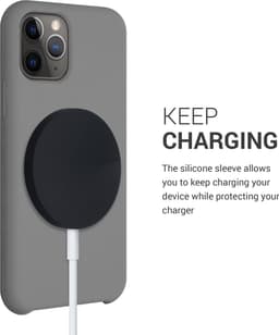 kwmobile hoesje voor charging pad geschikt voor Apple MagSafe Charger Pad - Cover voor draadloze oplader in zwart — thumbnail 4