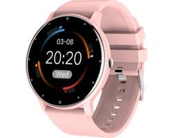 Qarano Excellence Pro Smartwatch - Smartwatch Heren - Smartwatch Dames - Smartwatch - Heren - Dames - Bel Notificatie - Bericht Notificatie - Activity Tracker - Bloeddruk Meter - Stappenteller - Verbrande Calorieën - Siliconen Band - Roze