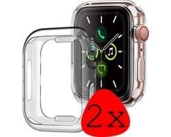 Hoesje - 2 Stuks Geschikt voor Apple Watch Series 6 (40mm) - Extra Sterk - Siliconen Case Cover - Smartwatch Full Bumper Hoes - Transparant