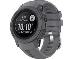 Strap-it Siliconen smartwatch bandje met gespsluiting - geschikt voor de kleinere Garmin Instinct 2s (donkergrijs)