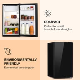 Klarstein Koelkast Luminance Frost - Capaciteit: 91 Liter - Energie-efficiëntieklasse E - Crispvak - 2 Glazen schappen - 3 Deurvakken - Temperatuurinstelling: 7 Standen - Zwart - voor Keuken - Compact - Mini Fridge - Compact Koelkast — thumbnail 3