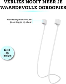 Somstyle Magnetische Band Geschikt Voor Apple Airpods 1, 2, 3, Pro 1 & 2 - Anti Lost Siliconen Strap - Koord - 80cm - Wit — thumbnail 3