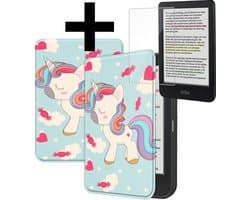 Hoes Geschikt voor Kobo Clara Colour - E-reader Bescherm Hoesje Case Sleep Cover Met Screenprotector - Hoes Geschikt voor Kobo Clara Colour Hoesje - Eenhoorn