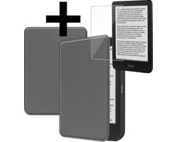 Hoes Geschikt voor Kobo Clara BW - E-reader Bescherm Hoesje Case Sleep Cover Met Screenprotector - Hoes Geschikt voor Kobo Clara BW Hoesje - Grijs
