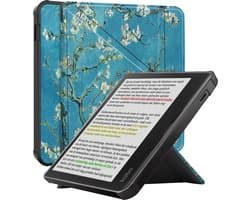 Hoes Geschikt voor Kobo Libra Colour - Luxe E-reader Trifold Case - Bescherm Hoesje Book Cover - Bloesem