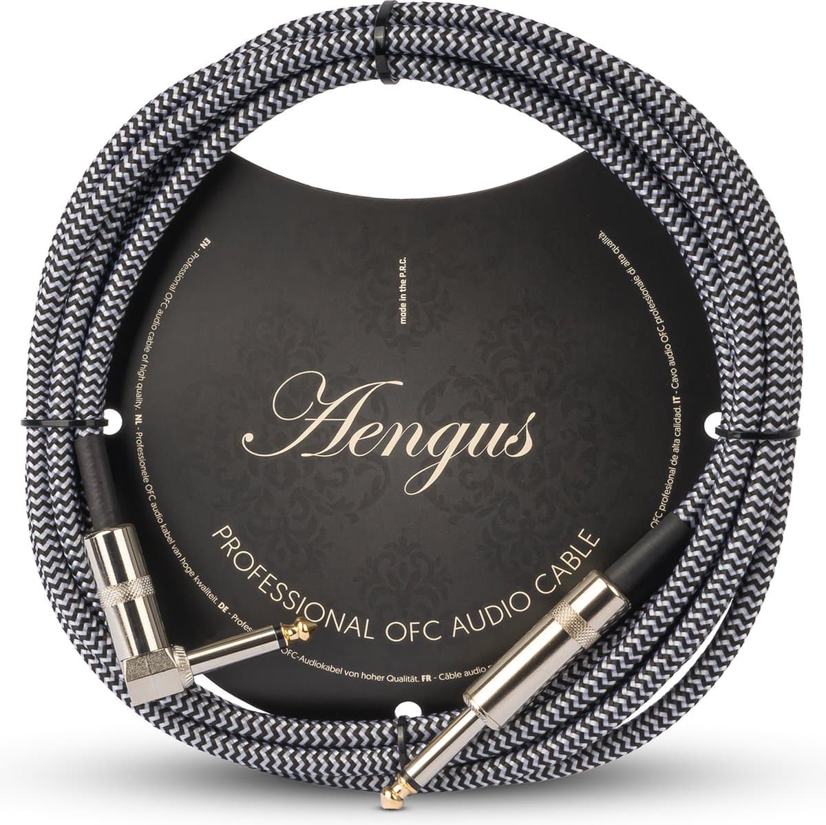 Áengus Silver Tweed Gitaarkabel Instrumentkabel - 6.35mm mono jack plug haaks/recht - 3 meter — afbeelding 1