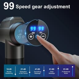 Massage Pistool Diepe Weefselmassager - 99 Snelheden - Krachtige Percussiemassager - LCD-touchscreen - Handmassageapparaat - 6 Massagekoppen - Spierpijnverlichting en Ontspanning - Grijs — thumbnail 2