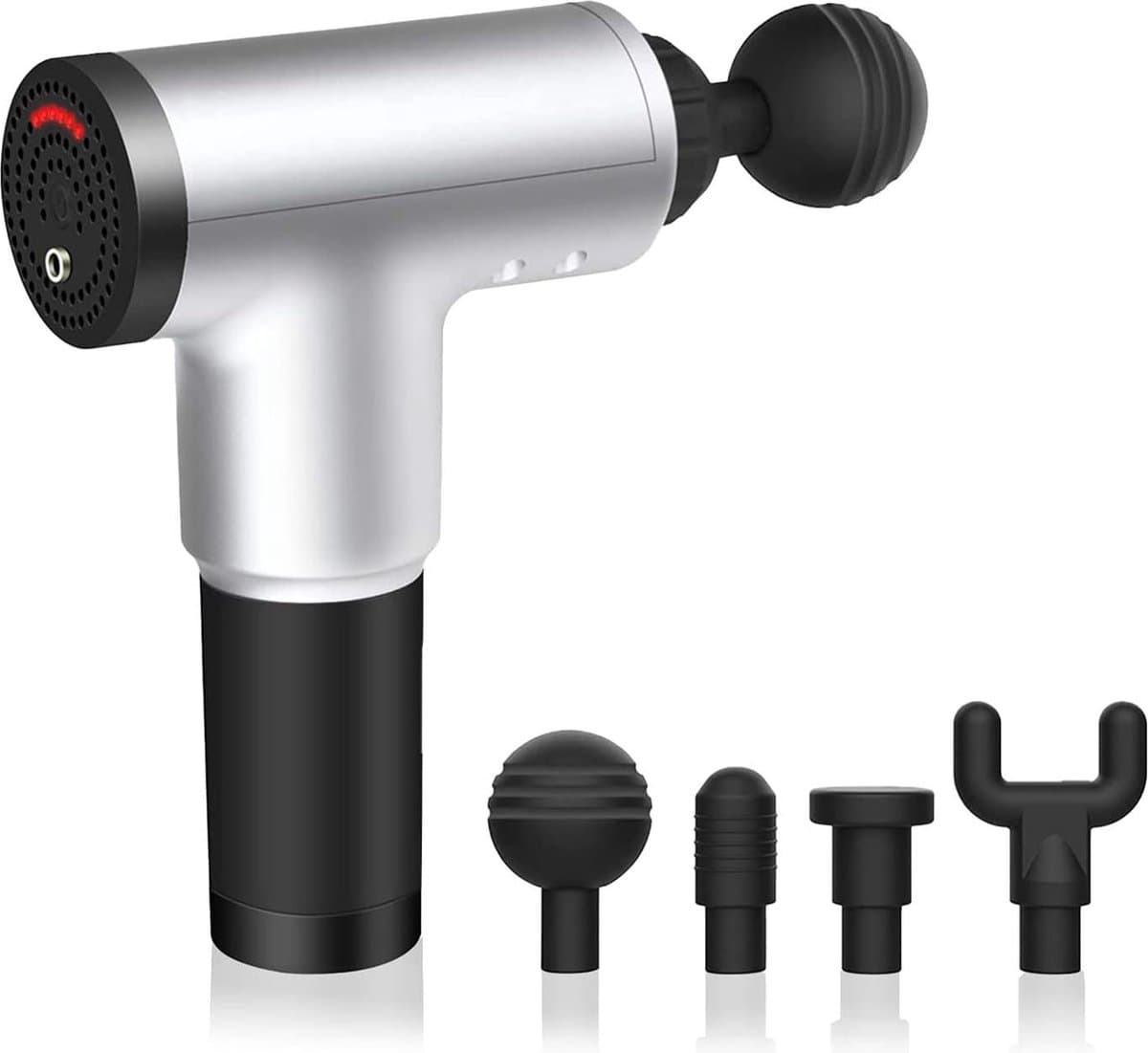 Spiermassagepistool - 6 niveaus snelheid - 3200 omw/min - 4 koppen - zilver — afbeelding 1