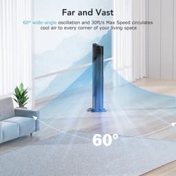 Equivera Torenventilator - Staande Ventilator met Afstandsbediening - Kolomventilator - Verschillende Snelheden - Timer - Ventilator Staand — thumbnail 2