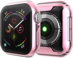 By Qubix - Siliconen case (volledig beschermd) 40mm - Roze - Geschikt voor Apple watch 40mm hoesje - screenprotector - Bescherming iWatch - Bescherm hoesje