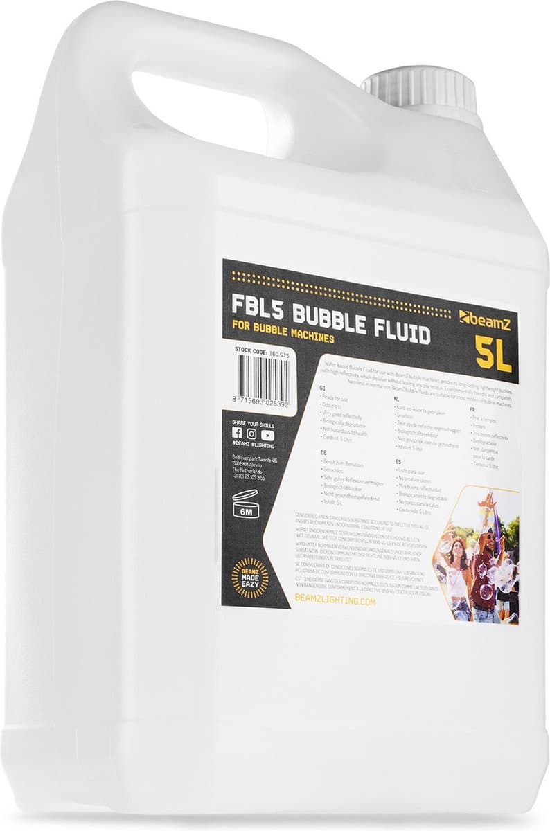 Bellenblaasvloeistof - BeamZ bellenblaas navulling voor bellenblaasmachines - 5 liter - Universeel — afbeelding 1