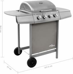 vidaXL Gasbarbecue met 4 branders zilverkleurig — thumbnail 3