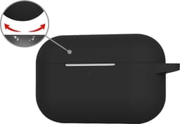 Hoesje - Geschikt voor Apple AirPods Pro 2 - met Clip - Siliconen Hoes - Silicone Case Cover - Zwart — thumbnail 5